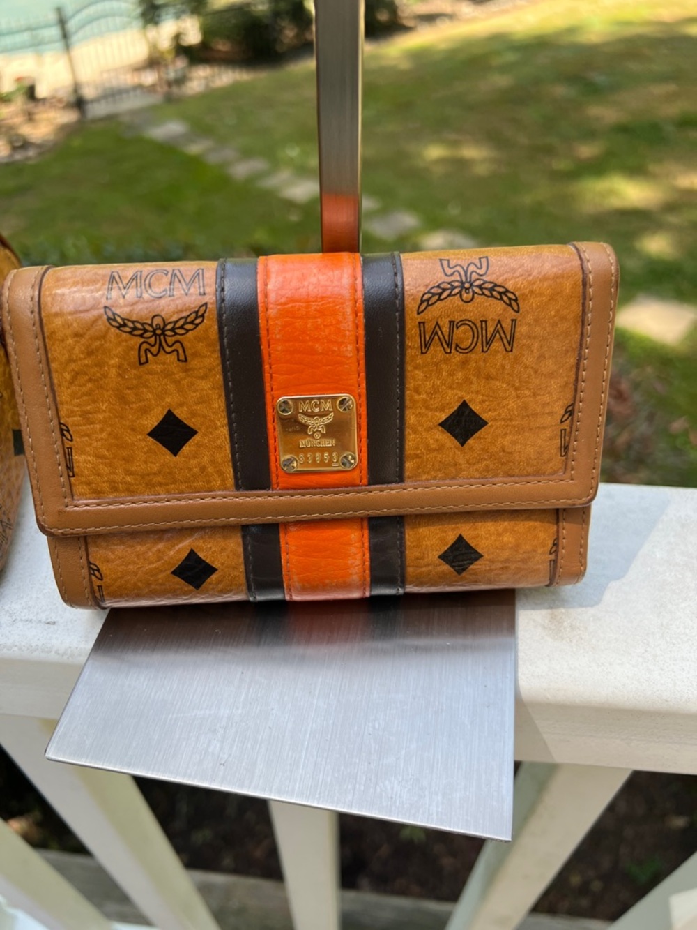 MCM Cognac Visetos Leather Satchel & Wallet Set/ Poshmark Authenticated - Picture 12 of 17